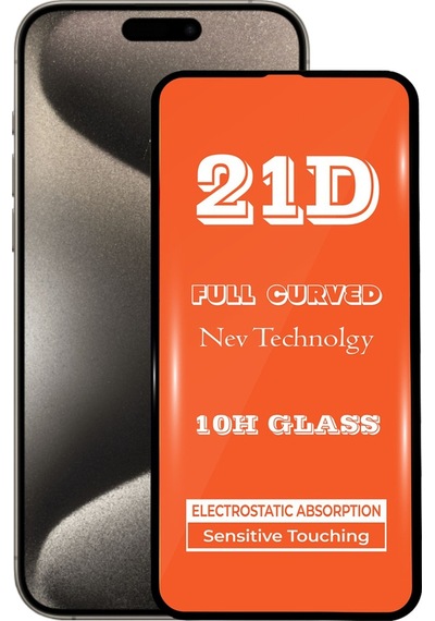 Apple iPhone 15 Pro Max Uyumlu İle Tam Kaplayan 21d Temperli Ekran Koruyucu Cam