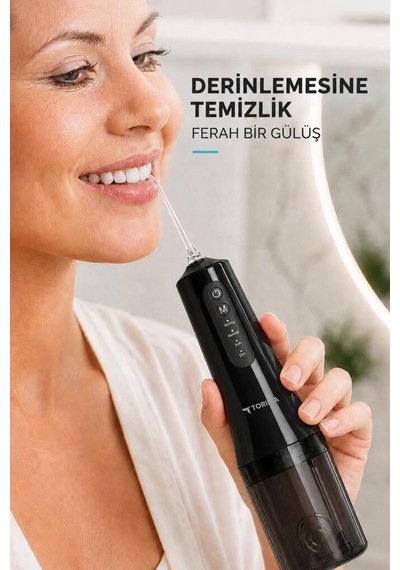 Premium Pratik Banyo Kişisel Şarjlı Ağız Duşu 4 Modlu Taşınabilir Ağız Bakım Cihazı Oc01 Siyah