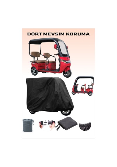 Siyah Kabinli Arora Felix Pro 3teker Brandası Elektrikli Moped Brandası 4 Mevsim Koruma