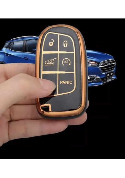 Gma Keys Lüx Fiat Egea Cross Uyumlu 500x 500l 5 Buton Nano Anahtar Kılıfı Siyah Gold Altın Renk