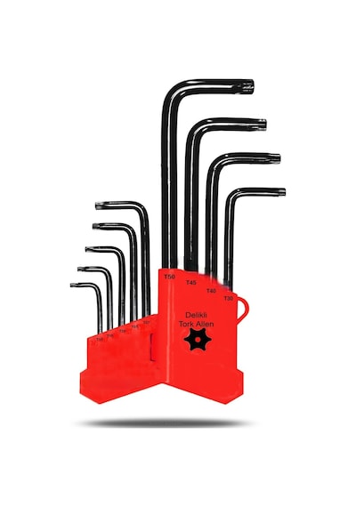 Aletçantam Tork Alyan Seti Yıldız Torx Allen Anahtar Takımı Ortası Delikli Uzun Boy 180Mm