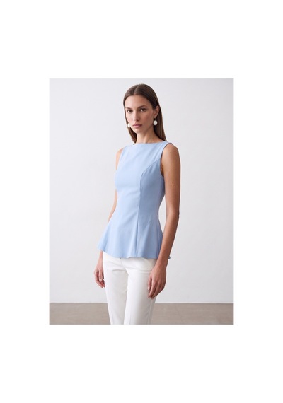 Dilvin 50281 Peplum Top-açık Mavi-16456