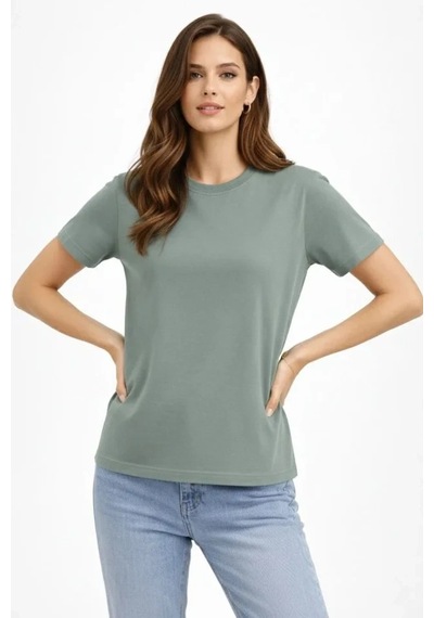 Bisiklet Yaka Tişört Regular Kalıp Basic Pamuklu Günlük Kullanım T-shirt - Mint Yeşili Mint Yeşili
