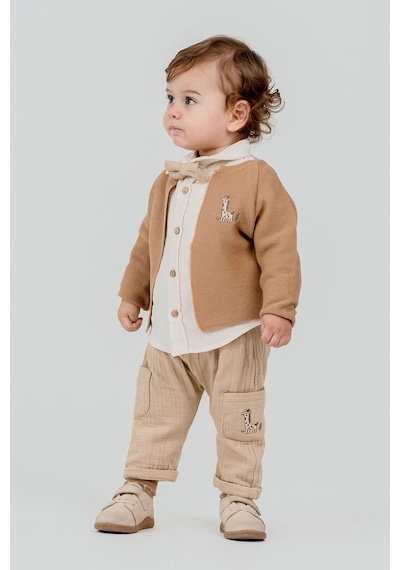 Minigimin Cicileri Zurefa Nakışlı Triko Hırka 4'lü Erkek Bebe... Kahverengi