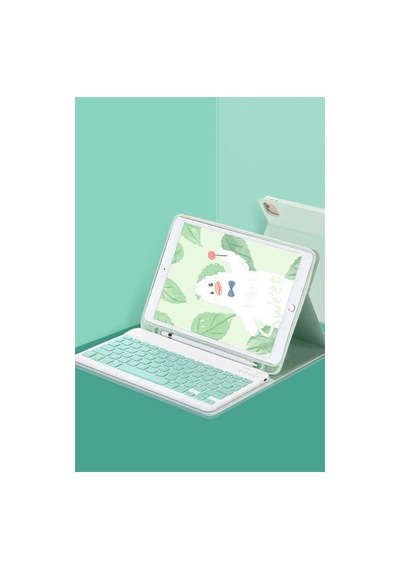İpad Uyumlu - Pro 11 2022 Kılıf Kc01 Smart Klavyeli Tablet Kılıfı - Açık Yeşil - 100 Diğer