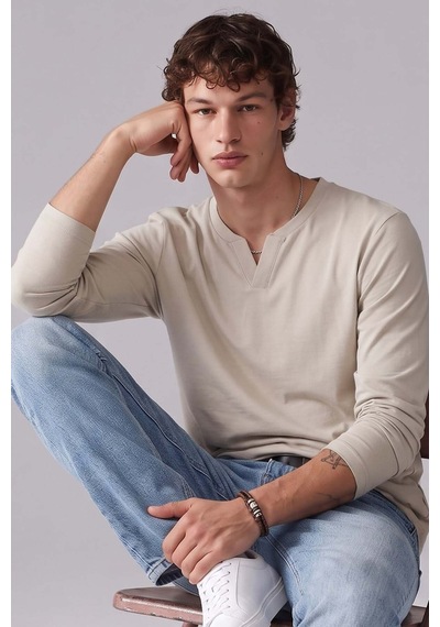 Barrels And Oıl Erkek Uzun Kollu Sweatshirt - Bej Bej