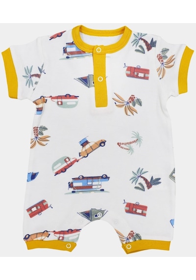 Tiffany Baby & Kids Tiffany Baby Caravan Theme Yarım Kol Kısa Bebek Tulumu 12026 Ekru
