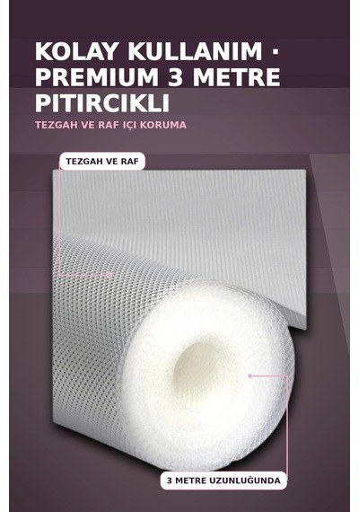 3 Metre Şeffaf Noktalı Dokulu Kalın Raf Örtüsü Ve Tezgah Koruyucu Mat Renkli