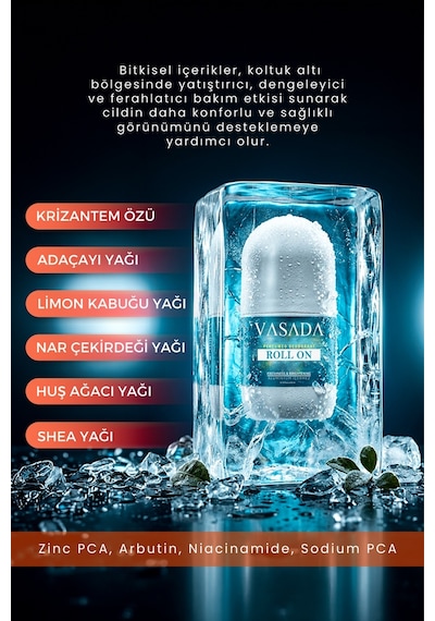 Vasada Ter Önleyici Beyazlatıcı Alüminyum İçermeyen Unisex Roll-On 50 ML