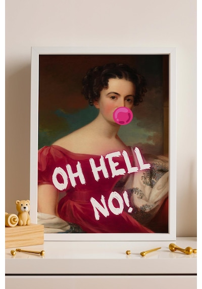 Oh Hell No Çerçeveli Tablo Esprili Klasik Sanat Posteri Marjinal Dekorasyon Altered Art
