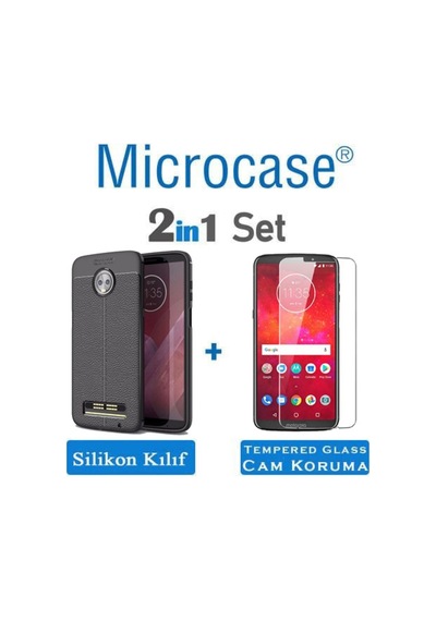 Microcase Motorola Moto Z3 Play Leather Tpu Silikon Kilif + Cam 272914155 - Seçenek / Cam Koruma-Cam Istemiyorum