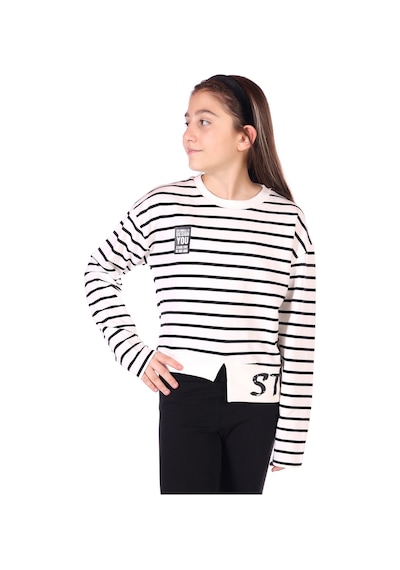 Toontoy Kız Çocuk Çizgili Striped Baskılı Sweatshirt Beyaz Toontoy Kız Çocuk Çizgili Striped Baskılı Sweatshirt Beyaz