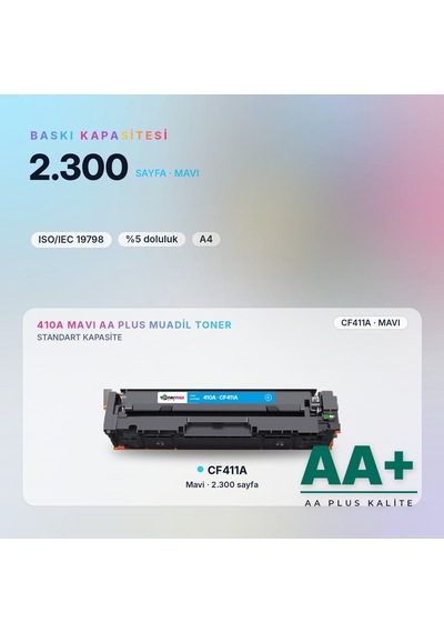 Hp 410a Cf411a Mavi Uyumlu Toner Aa Plus / Color Laserjet Pro M452 / M477 / M377