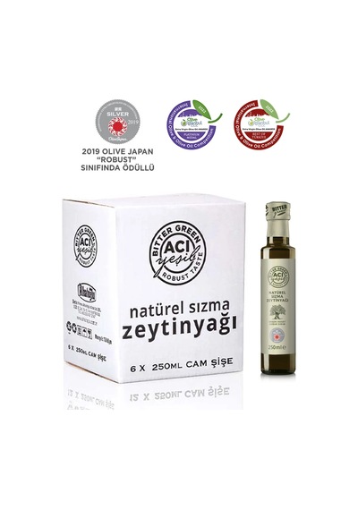 Acı Yeşil (Bitter Green) Erken Hasat Soğuk Sıkım Naturel Sızma Zeytinyağı 12 x 250 ML
