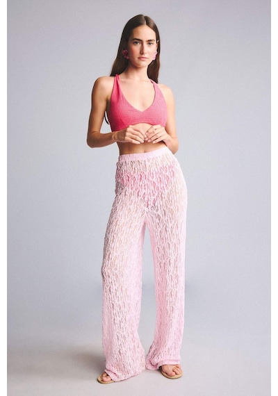Defacto Regular Fıt Elastik Bel Tül Pembe Plaj Pantolonu H3066ax26sppn648 Pembe-pn648