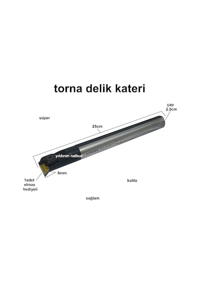 Torna Delik Kateri Elmaslı Torna Kater Bıçağı Elmas Büyük Boy