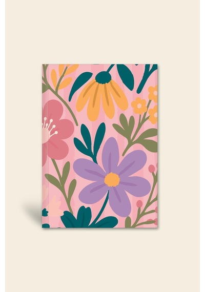 Bloom Garden Ciltli Defter Çizgili Pembe 13x18 Cm Çok Renkli