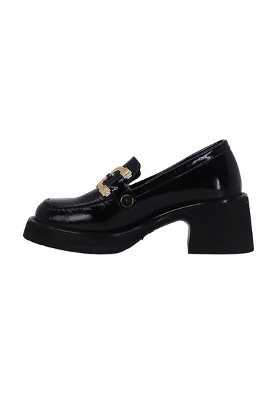 Albini 26101012r Rugan Deri Kadın Topuklu Loafer Siyah-39 Siyah