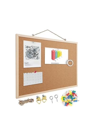 Mantar Pano Ahşap Çerçeve 60x90 Cm 1 Adet Harita Çivisi Hediyeli Duvara Monte Mantar Çerçeve Evde Okulda Büroda O Diğer