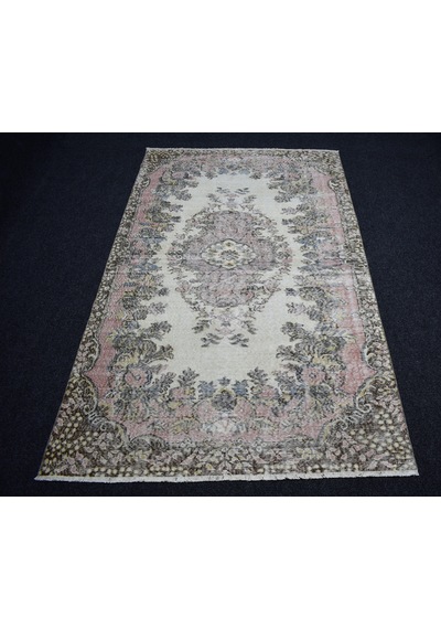 Zehra Abla Halı Vintage 4m2 Eskitme El Dokuma Nadir Güllü Çiçekli Yün Halı 7442 Çok Renkli