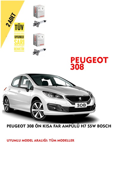 Peugeot 308 Ön Kısa Far Ampülü 2 Adet Sarı Renk
