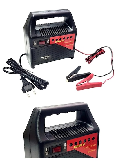 Araç Motosiklet Uyumlu Akü Şarj Cihazı Dc 6v 12 Volt 6 Amper Hb-1 Araç Motosiklet Uyumlu Akü Şarj Cihazı Dc 6v 12 Volt 6 Amper Hb-1