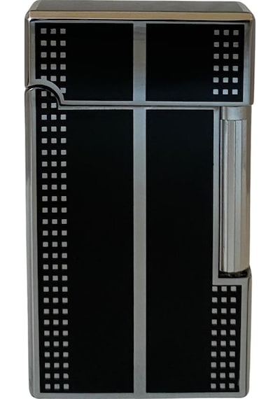 Siyah Gümüş Desenli Tek Torch Pürmüz Puro Çakmağı - Tr6685