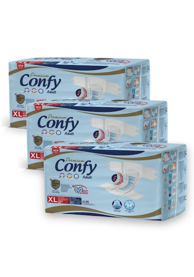Confy Adult Yetişkin Bezi Extralarge 30 Adet X 3 Paket