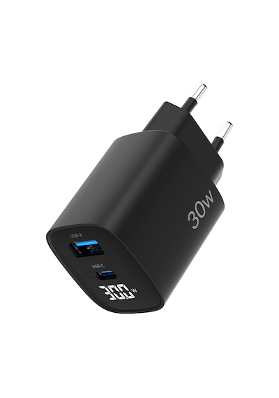 Juo 30W Gan Led Ekranlı Type-c + Usb-a Hızlı Şarj Cihazı Android & Apple Uyumlu iPhone Şarj Aleti