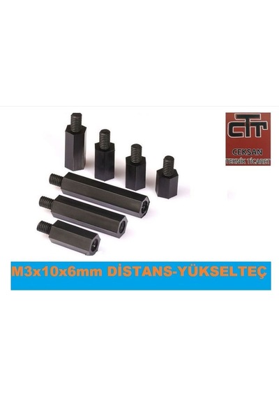 M3X10X6 Distans-Standoff Plastik Dişi-Erkek Yükselteç 24 Adet