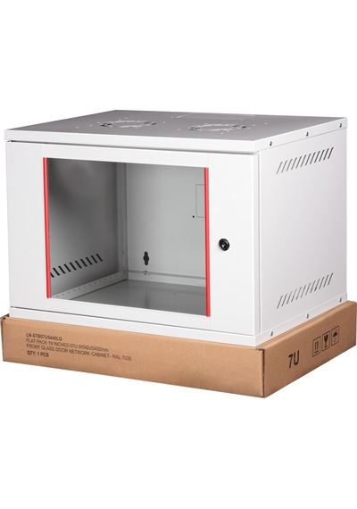 Teknoloji Caddesi 7u 19" Duvar Tipi Rack Kabinet - 542x400mm Cam Ön Kapaklı Demonte Ağ Ve Güvenlik Dolabı