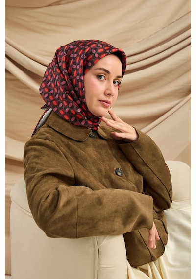 Silk Home Twill İpek Eşarp 11481-19 Yeşil, Kırmızı, Bordo, Mor