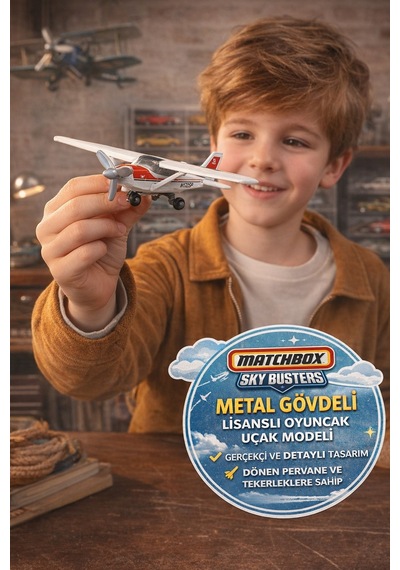 Metal Gövdeli Matchbox Sky Busters Mbx Cessna 172 Skyhawk Uçak Oyuncak Lisanslı Model Uçağı