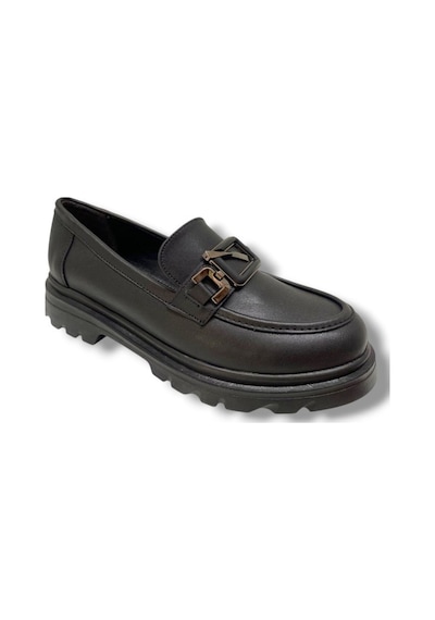 Fancy 819-25 Deri Anatomik Q Tokalı Loafer Kadın Ayakkabı Siyah