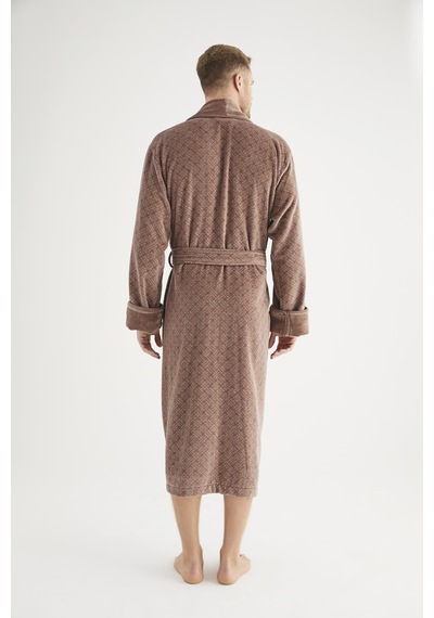 Jakarlı %100 Cotton Erkek Bornozu Gri