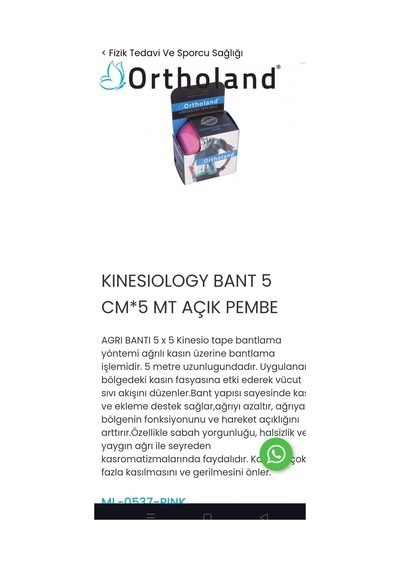 Kinezio Tape Sporcu Bandı 5 Adet Pembe Renk