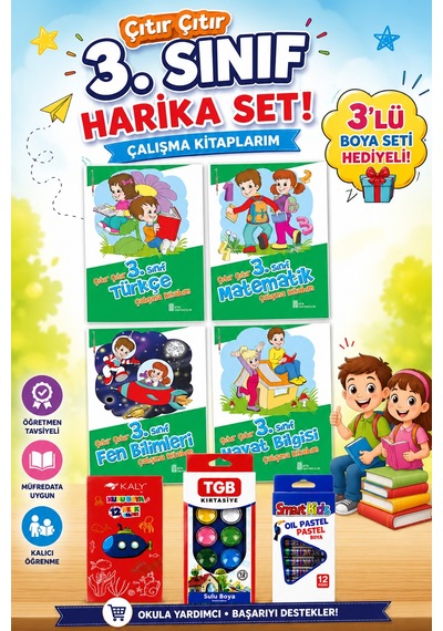 3.sınıf Çıtır Çıtır Çalışma Kitabım Seti Boya Seti Hediyeli