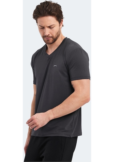 Slazenger KATRIINA Erkek V Yaka Koyu Gri Tişört