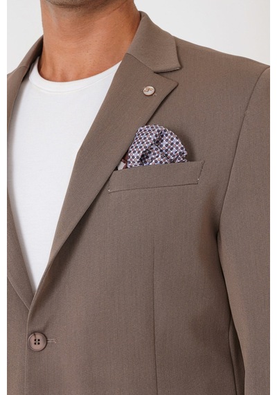 Comfort Fit Esnek Pamuklu Torba Cep Vizon Blazer Ceket C 743