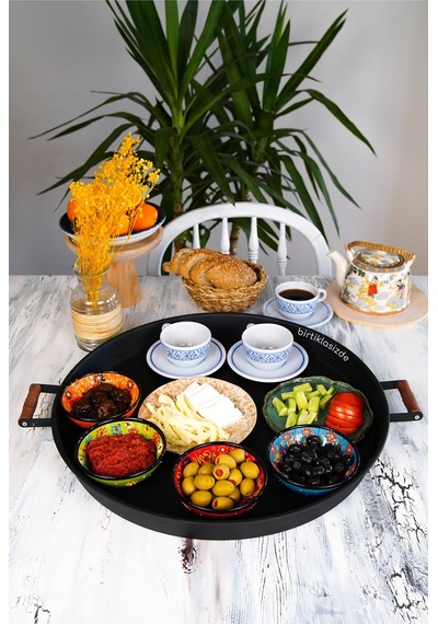 Kitchen Trend 2 Li 51 CM ve 37 CM Ahşap Kulplu Metal Yuvarla .