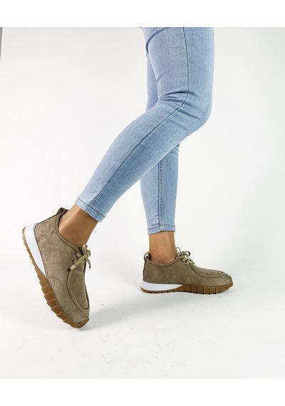 Gdt Ayakkabı Bej Renk Süet Bağcıklı 36-37-38-39-40 Numara Kadın Sneaker Kahve