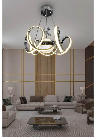 Melisa Modern Sarkıt Led Avize Powerled Lümen Gücü Yüksek - 3 Renk Kumandalı - Krom Krom