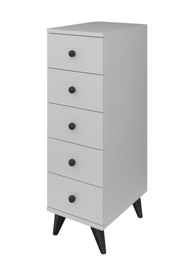 Simple Komodin 5 Çekmeceli 30x44x96 Beyaz Beyaz