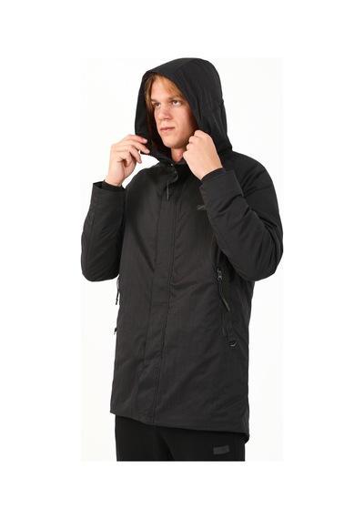 Maraton Sportswear Regular Erkek Kapşonlu Uzun Kol Basic Siyah Parka 21292 Siyah