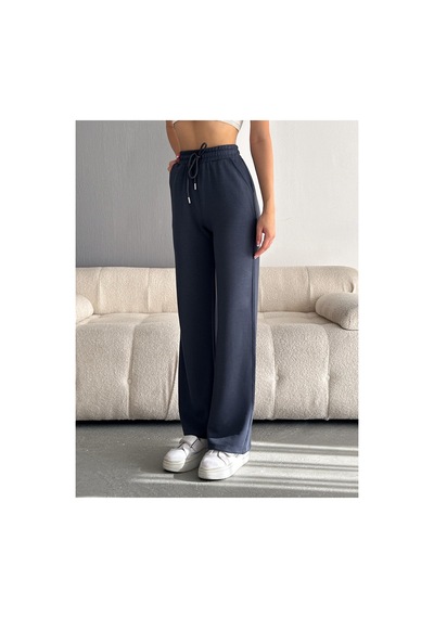 Gugus Kadın Trend Bol Paça Modal Kumaş Eşofman Altı Çift Cepli Wide Leg Füme