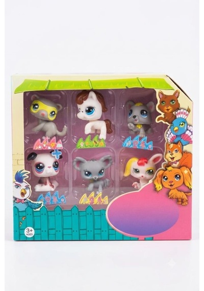 Pet Star Little Sevimli Minişler 6'lı Miniş Oyuncak Seti Hayvan Figürleri ve Aksesuarları 3046A32