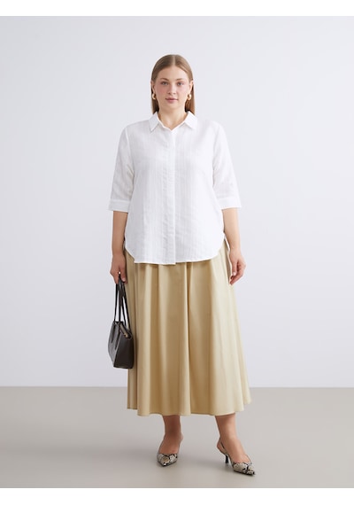 Lcwaıkıkı Classic Bej Standart Fit Poplin Pileli Etek