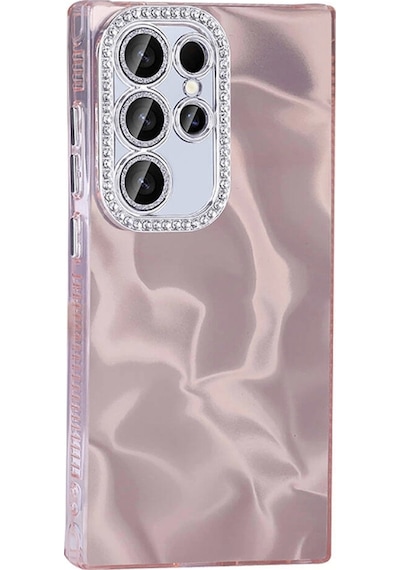Galaxy Uyumlu S24 Ultra Kılıf Airbagli Parlak Taş Detay Tasarımlı Redclick Esila Kapak - Pembe