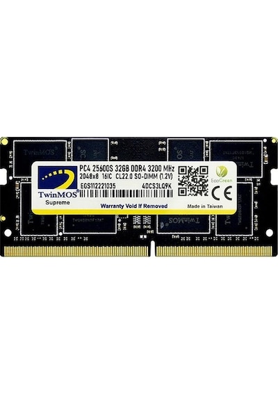 Twinmos MDD432GB3200N 32 GB DDR4 3200 MHz CL22 Notebook Ram