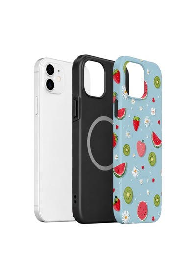 Apple iPhone Uyumlu 11 Vorian Çift Katmanlı Magsafe Kılıf Fruit Confetti Sky